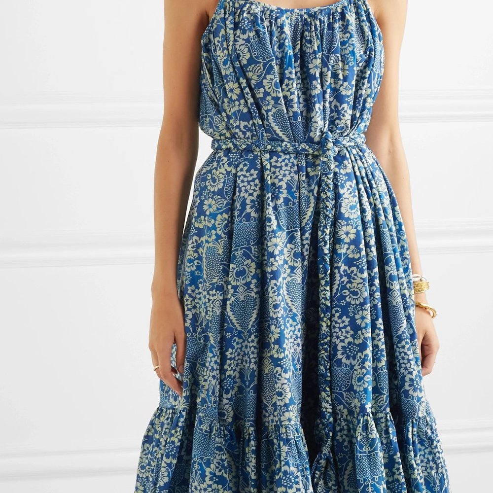 RHODE Lea Dress in Tapestry (Blue) - Large NWT!